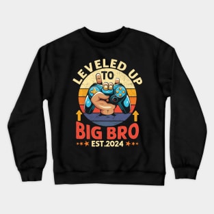 Leveled Up to Big Brother Video Gamer Big Bro Level Unlocked Boys Crewneck Sweatshirt